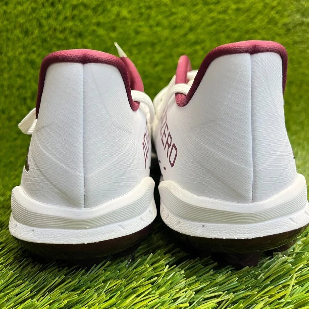 Adidas Adizero Afterburner 9 Mens Size 7.5 White Maroon Running Baseball Cleats